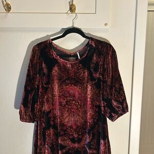 Free People crushed velvet swing tunic/ dress in beautiful jewel tones NWOT. XL
